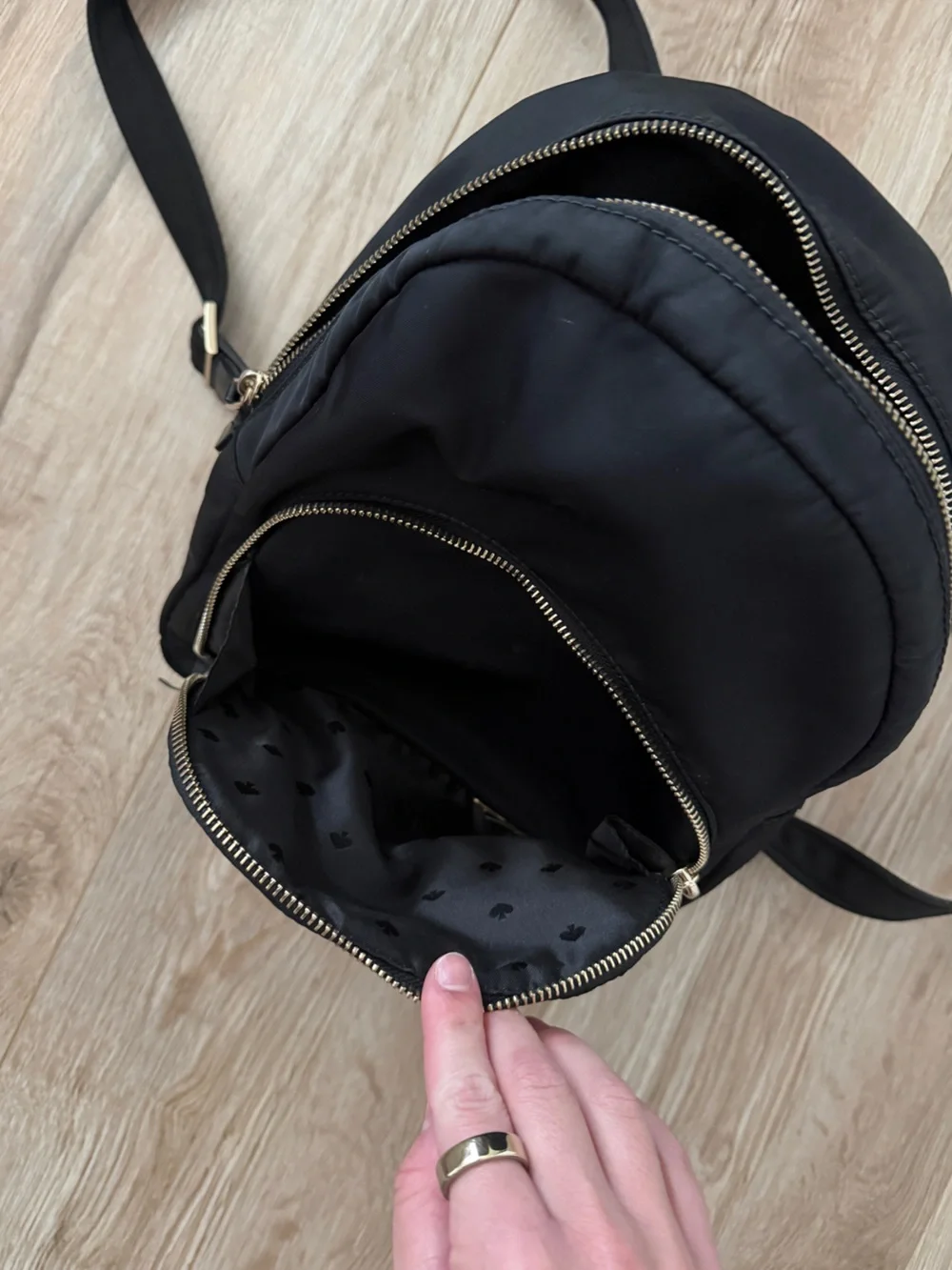 kate spade Black Nylon Mini Backpack with Gold Hardware